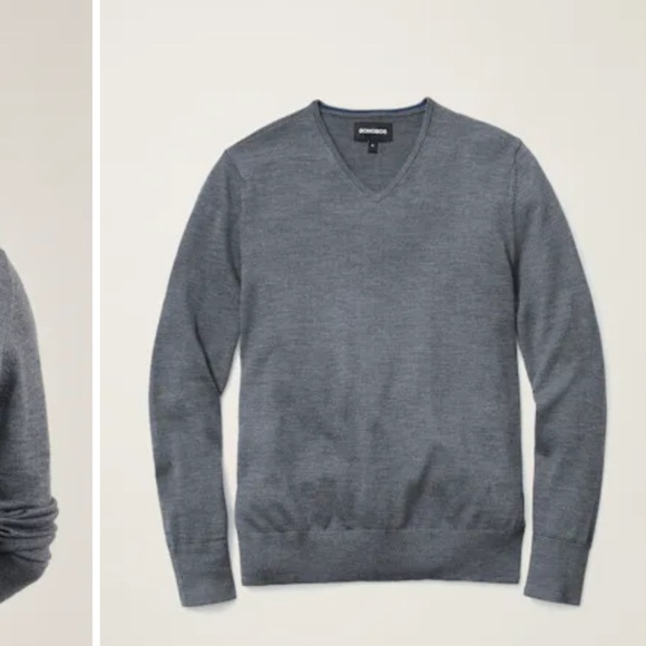 Mens Bonobos Washable Merino V-Neck Sweater charcoal XL - Picture 4 of 7